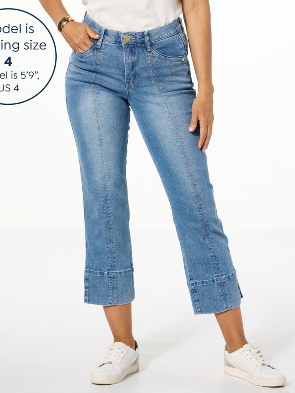 Democracy Ab solution Jeans Crop High-Rise Kick Flare Slits 22W Light Wash Denim